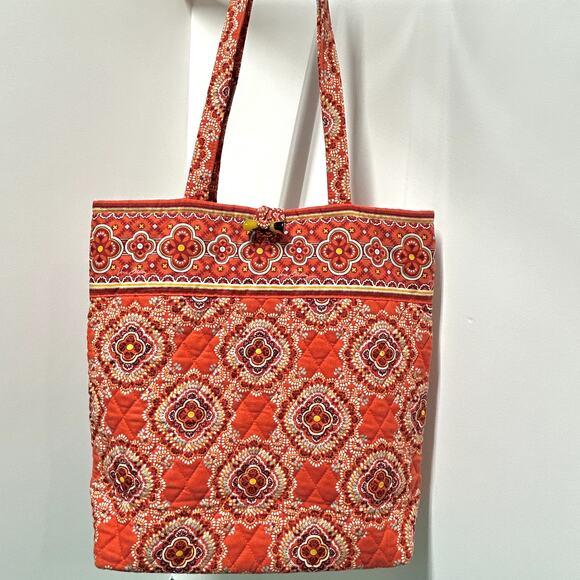 Vera Bradley Tote Bag Paprika Pattern Burnt Orange Quilted Toggle Close 13x11x4 - Picture 15 of 15